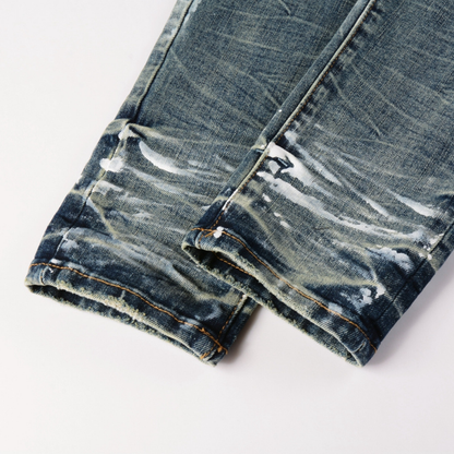 Jeans blu sfumati viola