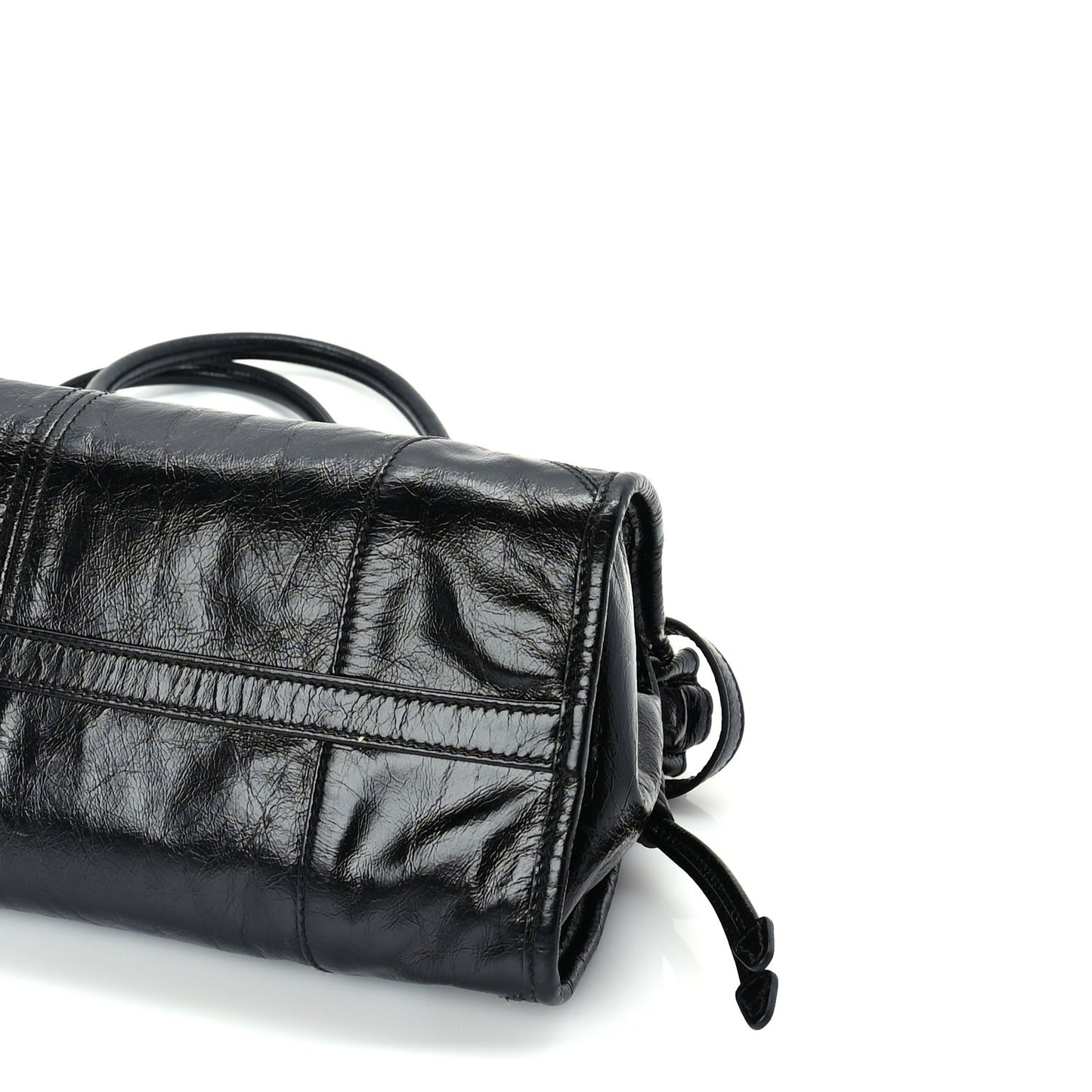 Glossy Calfskin Triangle Medium Bonnie Shoulder Bag Black