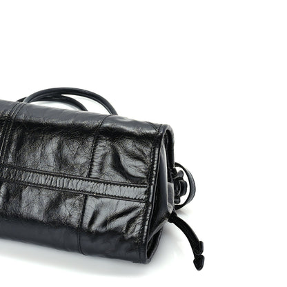 Glossy Calfskin Triangle Medium Bonnie Shoulder Bag Black