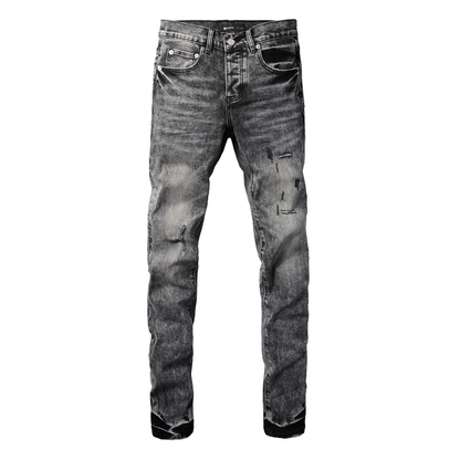 Jeans strappati viola-grigi