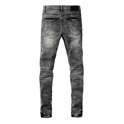 Jeans strappati viola-grigi