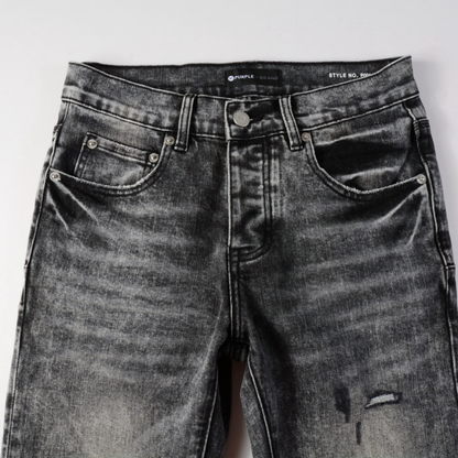 Jeans strappati viola-grigi