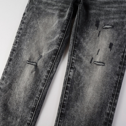 Jeans strappati viola-grigi