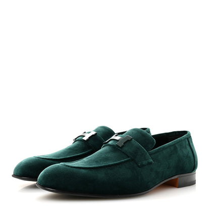 Velvet Mens Paris Loafers 43.5 Vert Fonce