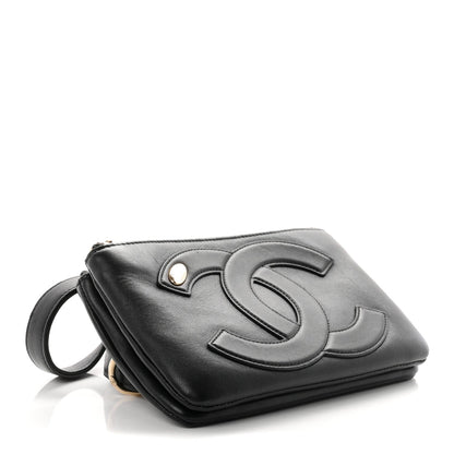 Lambskin CC Mania Waist Belt Bag Black