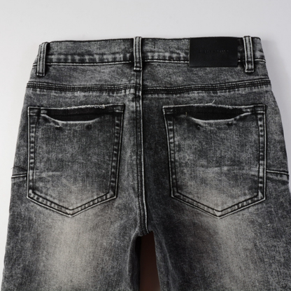 Jeans strappati viola-grigi