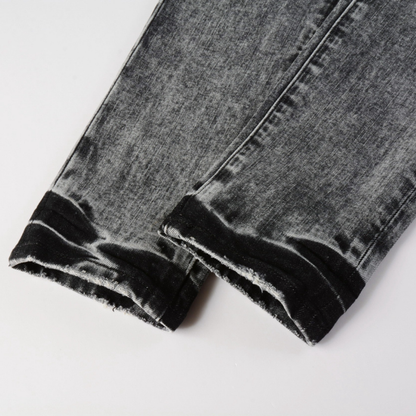 Jeans strappati viola-grigi