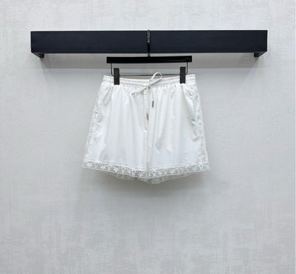 LV25 Lace-Trimmed Shirt and Shorts Set White Cotton 290149