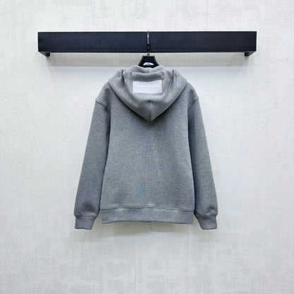 LV25 Silk Scarf Hooded Jacket Gray Cotton 290217