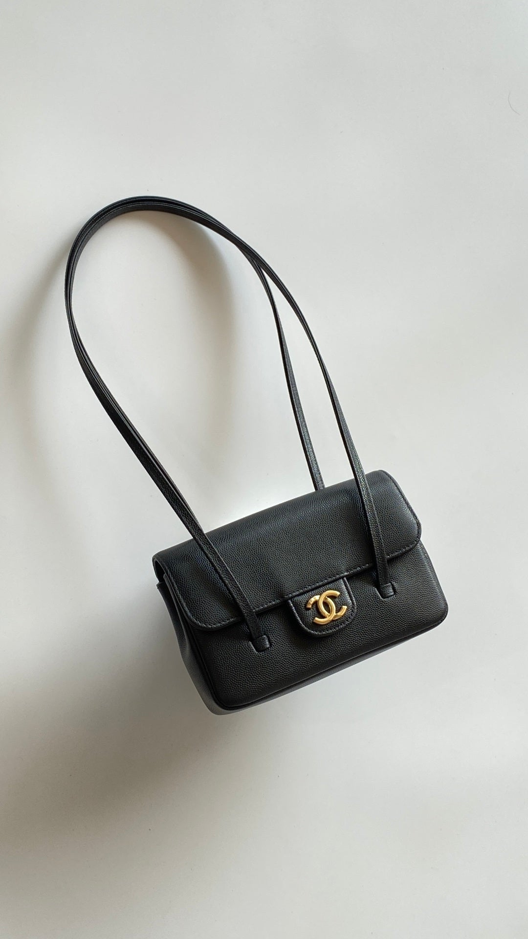 MM 26 Coco Long Shoulder Strap Flap Black Bag in Cowhide (Copy)
