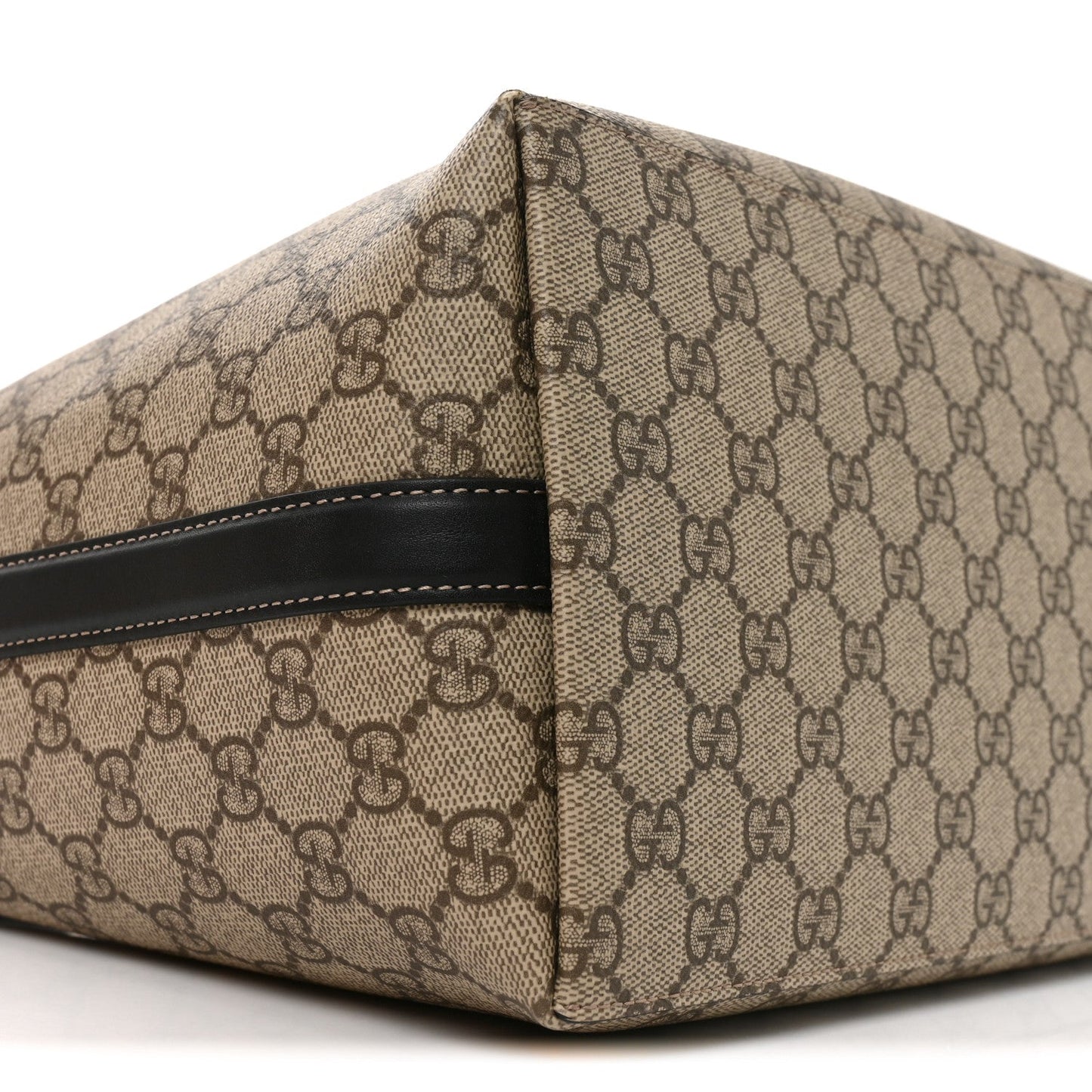 GG Supreme Monogram Medium Emblem Bucket Bag  Beige Dark Brown Black