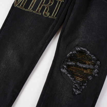 Jeans in denim con applicazioni Amr