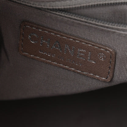 Metallic Cracked Calfskin Modern Chain Tote Dark Silver