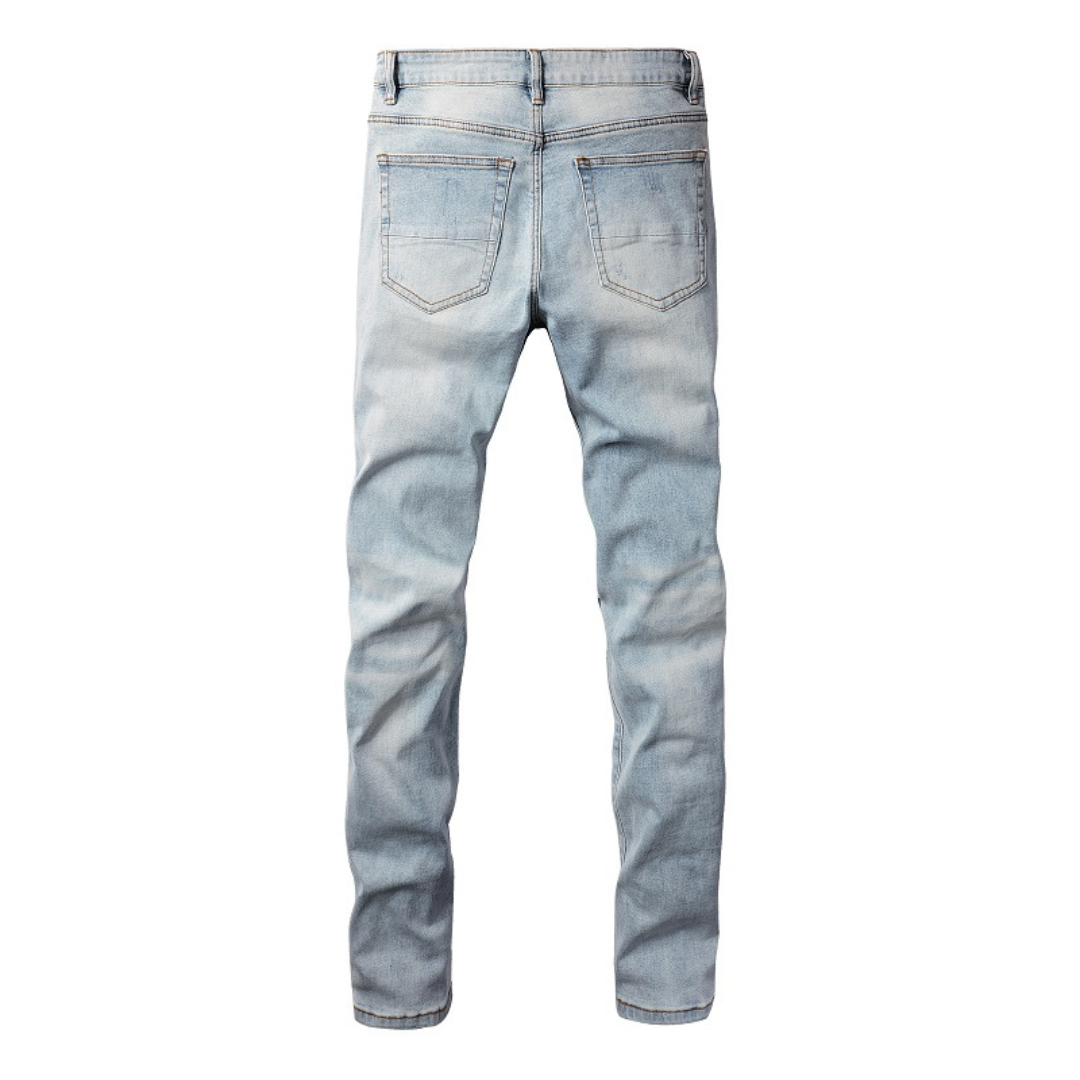 Amr Light Blue Patch Jeans