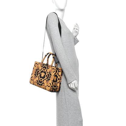 Canvas Baroque Print Medusa Small Tote Black