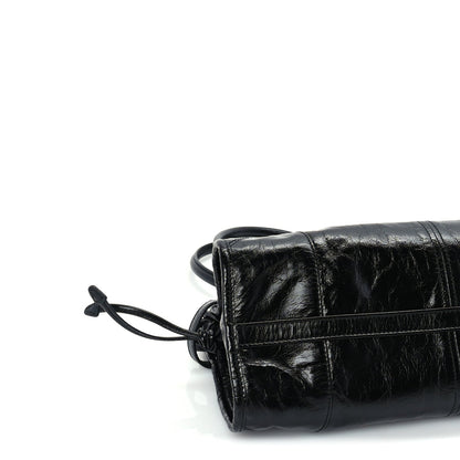 Glossy Calfskin Triangle Medium Bonnie Shoulder Bag Black