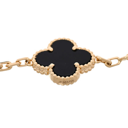 18K Yellow Gold Black Onyx 5 Motifs Vintage Alhambra Bracelet