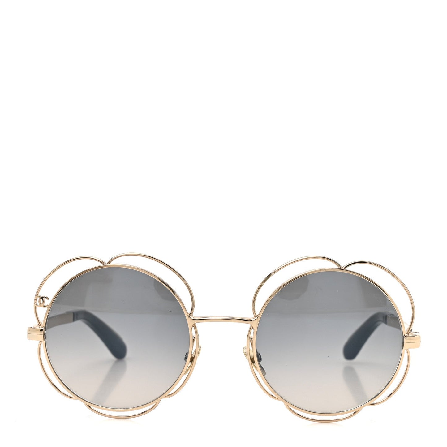 Metal Round Camellia Sunglasses 71573 Gold