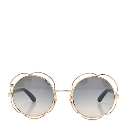 Metal Round Camellia Sunglasses 71573 Gold