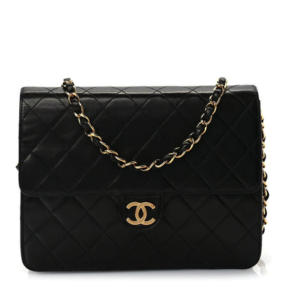 Lambskin Quilted Small Single Flap Bag Black