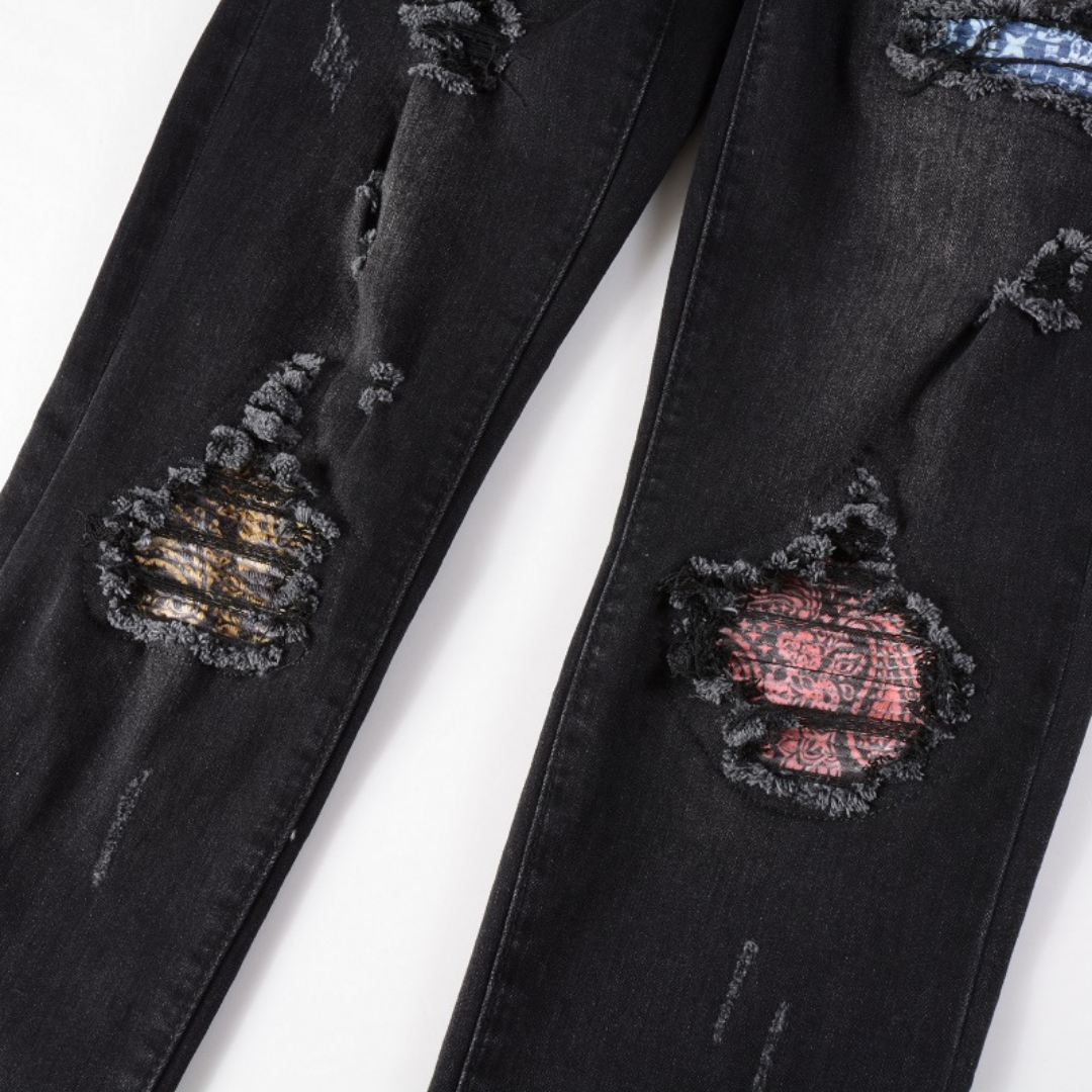Amr Bandana Black Patch Jeans