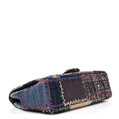 Denim Tweed Patchwork Jumbo Single Flap Multicolor