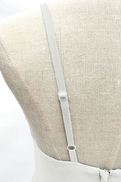 Ivory Faux-wrap Spaghetti Strap V-neckline Sheer Over Skirt