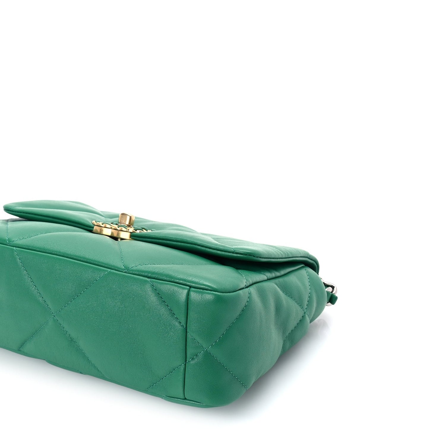 Lambskin Quilted Medium 19 Flap  Green
