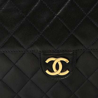 Lambskin Quilted Small Single Flap Bag Black
