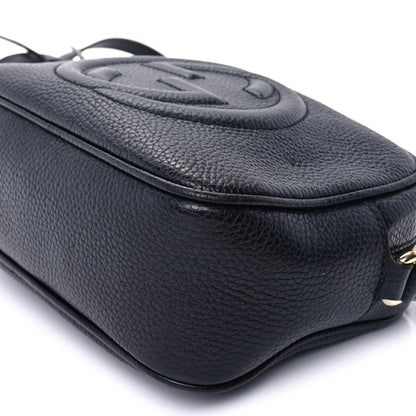 Pebbled Calfskin Small Soho Disco Bag Black