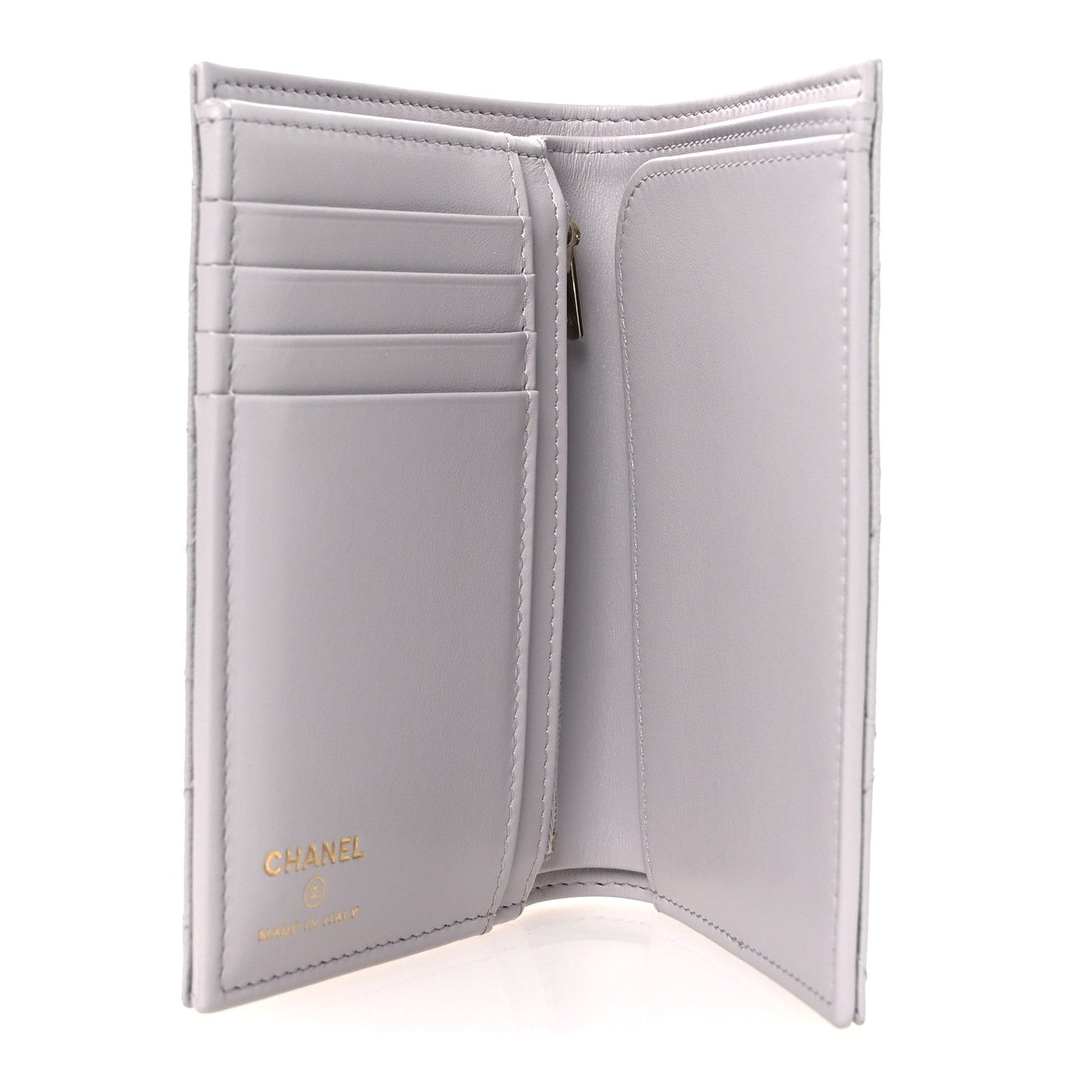 Caviar Quilted CC Passport Holder Grey