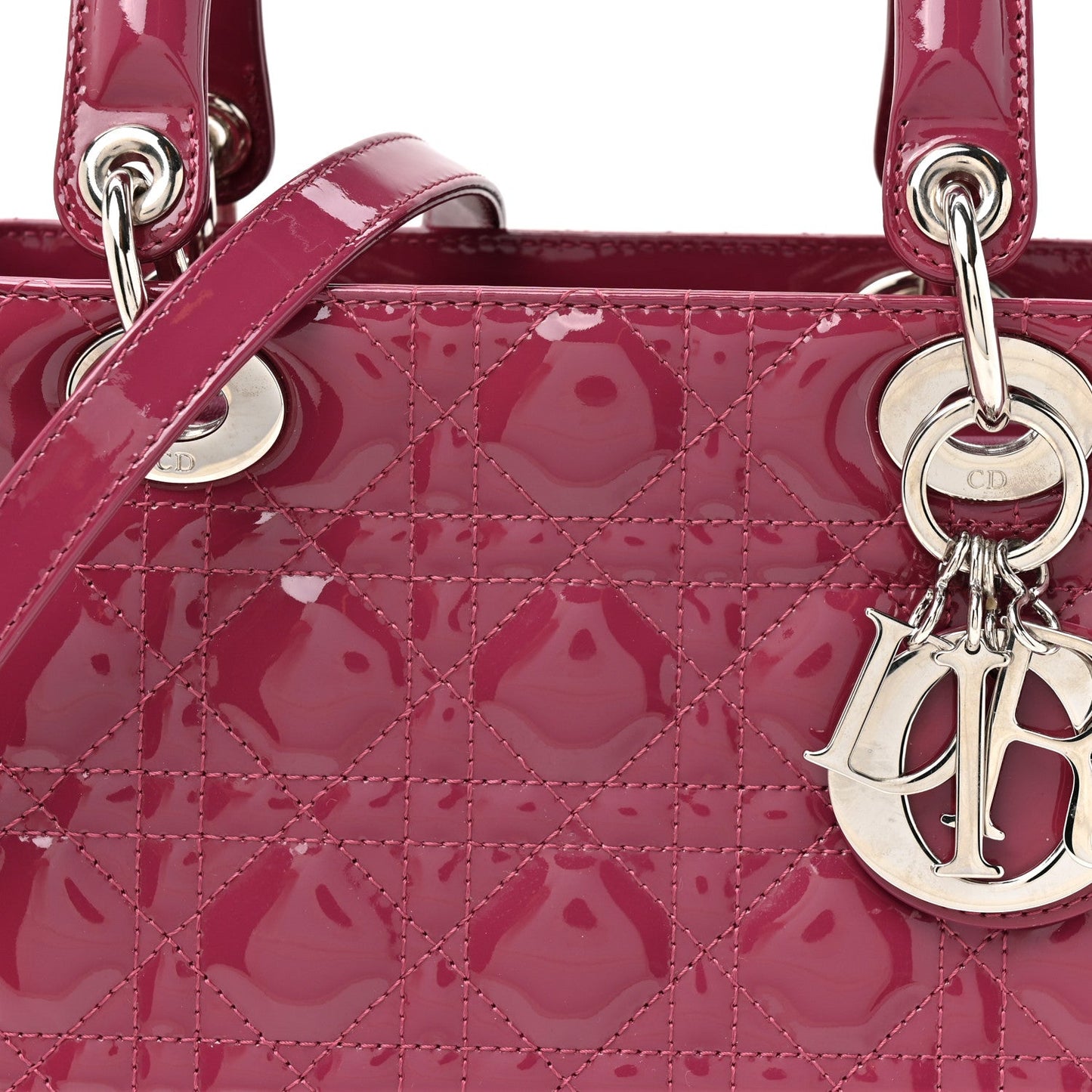 Patent Cannage Medium Lady Dior Dark Pink