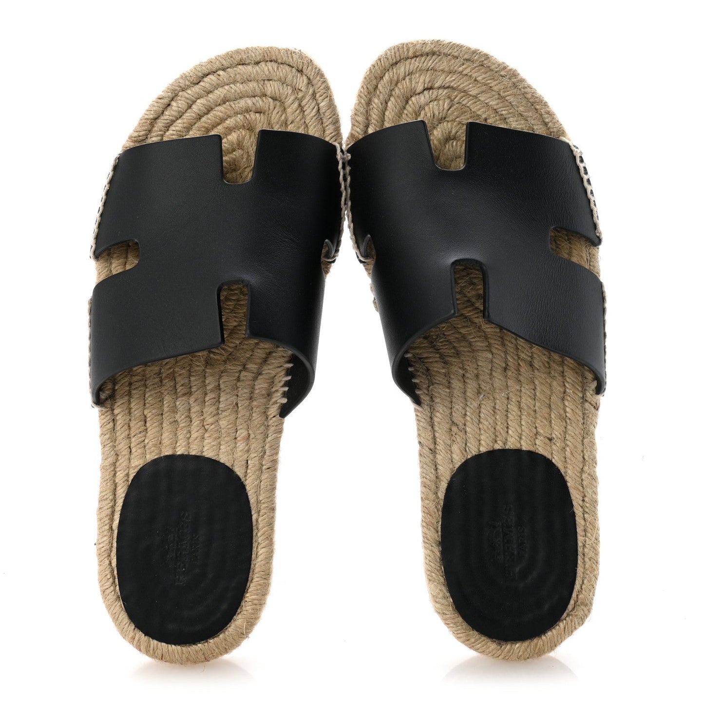 Calfskin Mens Antigua Espadrille Sandals 39 Black