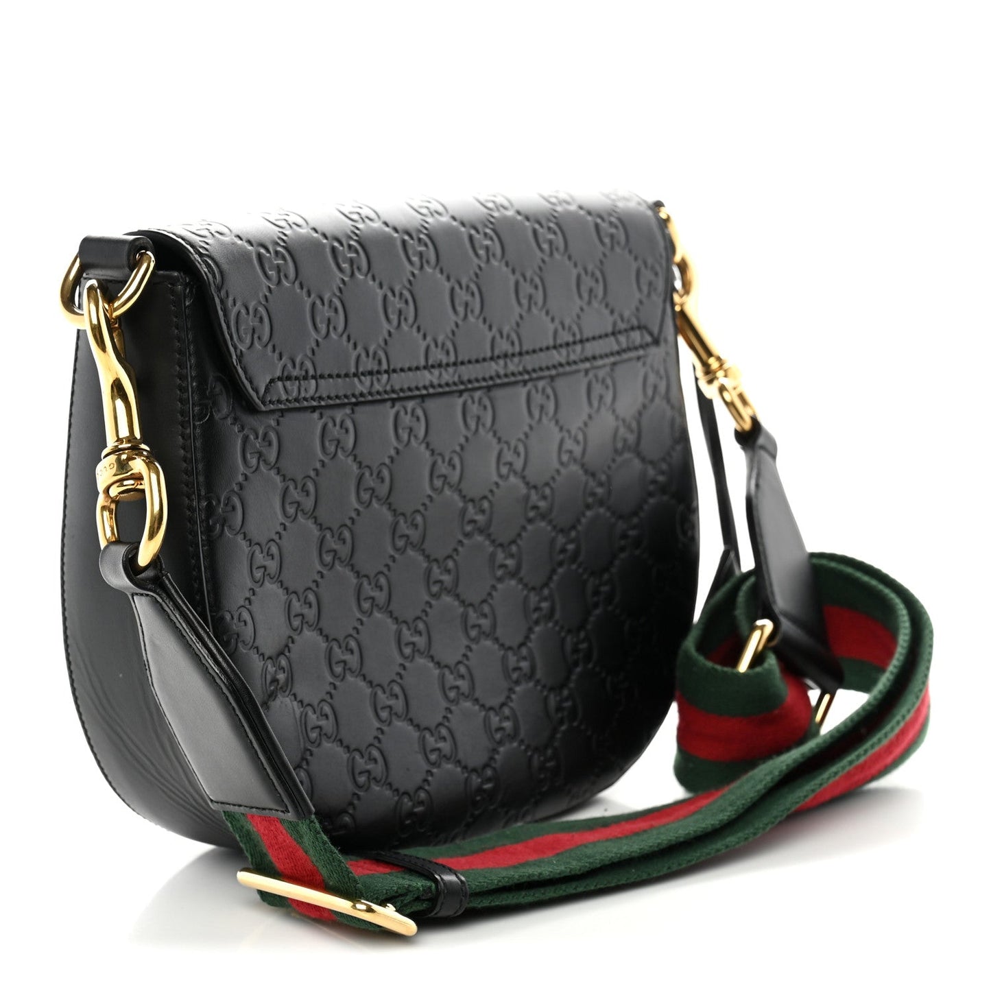Guccissima Web Medium Padlock Messenger Shoulder Bag Black