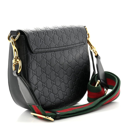 Guccissima Web Medium Padlock Messenger Shoulder Bag Black