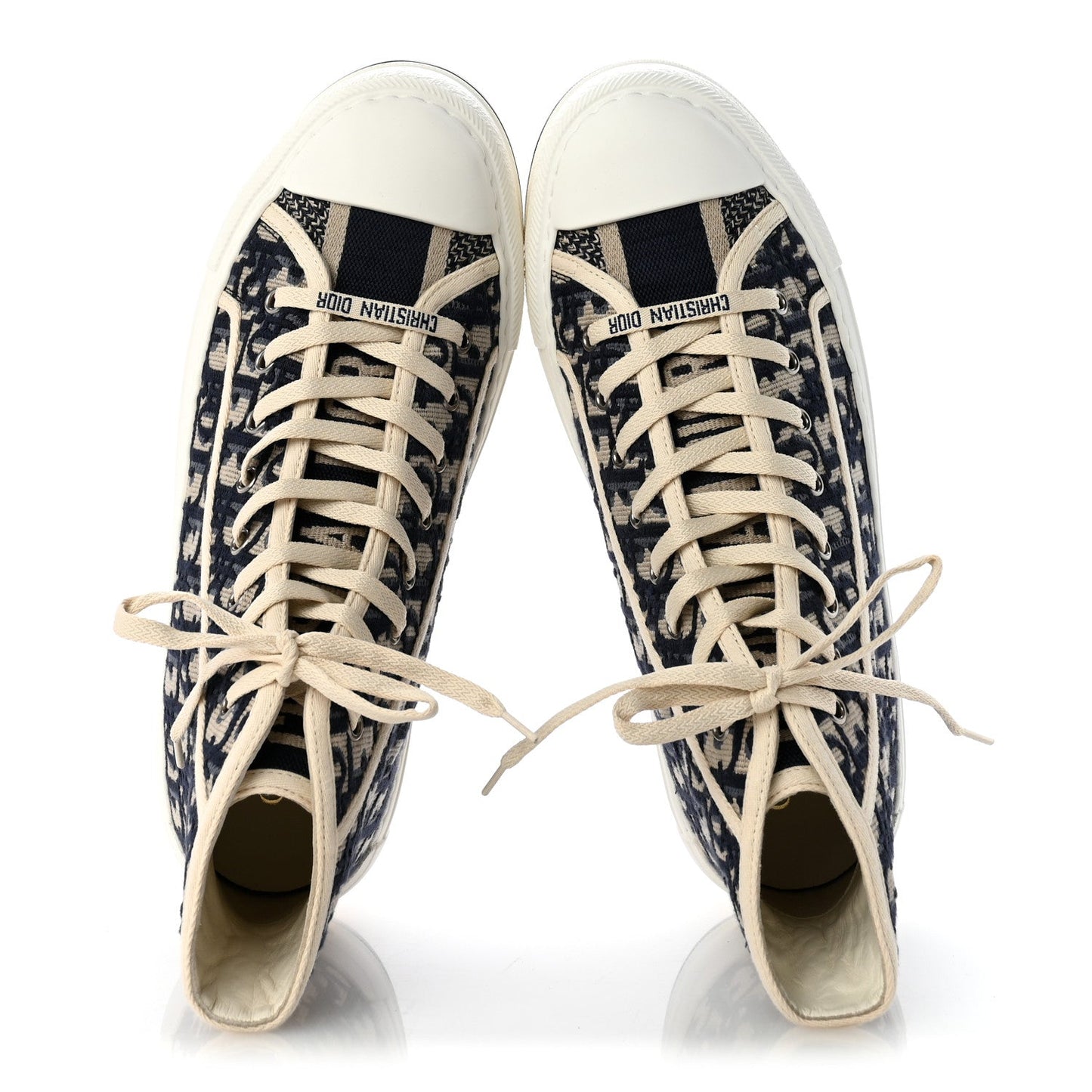 Technical Knit Calfskin Oblique Womens Walk'n Dior High Top Sneakers 41 Deep Blue