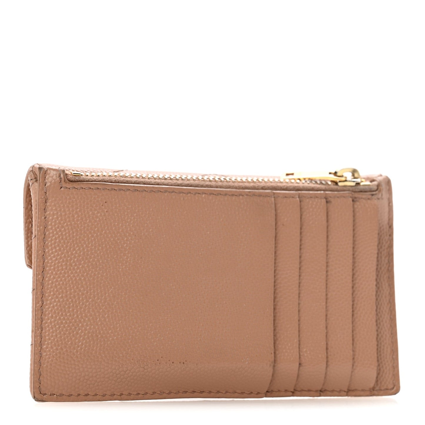 Grain De Poudre Matelasse Chevron Monogram Compact Wallet Case Dark Beige