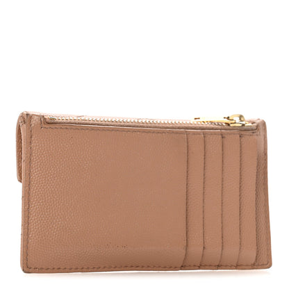 Grain De Poudre Matelasse Chevron Monogram Compact Wallet Case Dark Beige