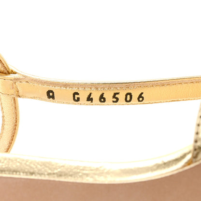 Metallic Lambskin CC Strappy Sandals 38 Gold
