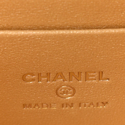 Metallic Lambskin Quilted Sweetheart Vanity Case Gold