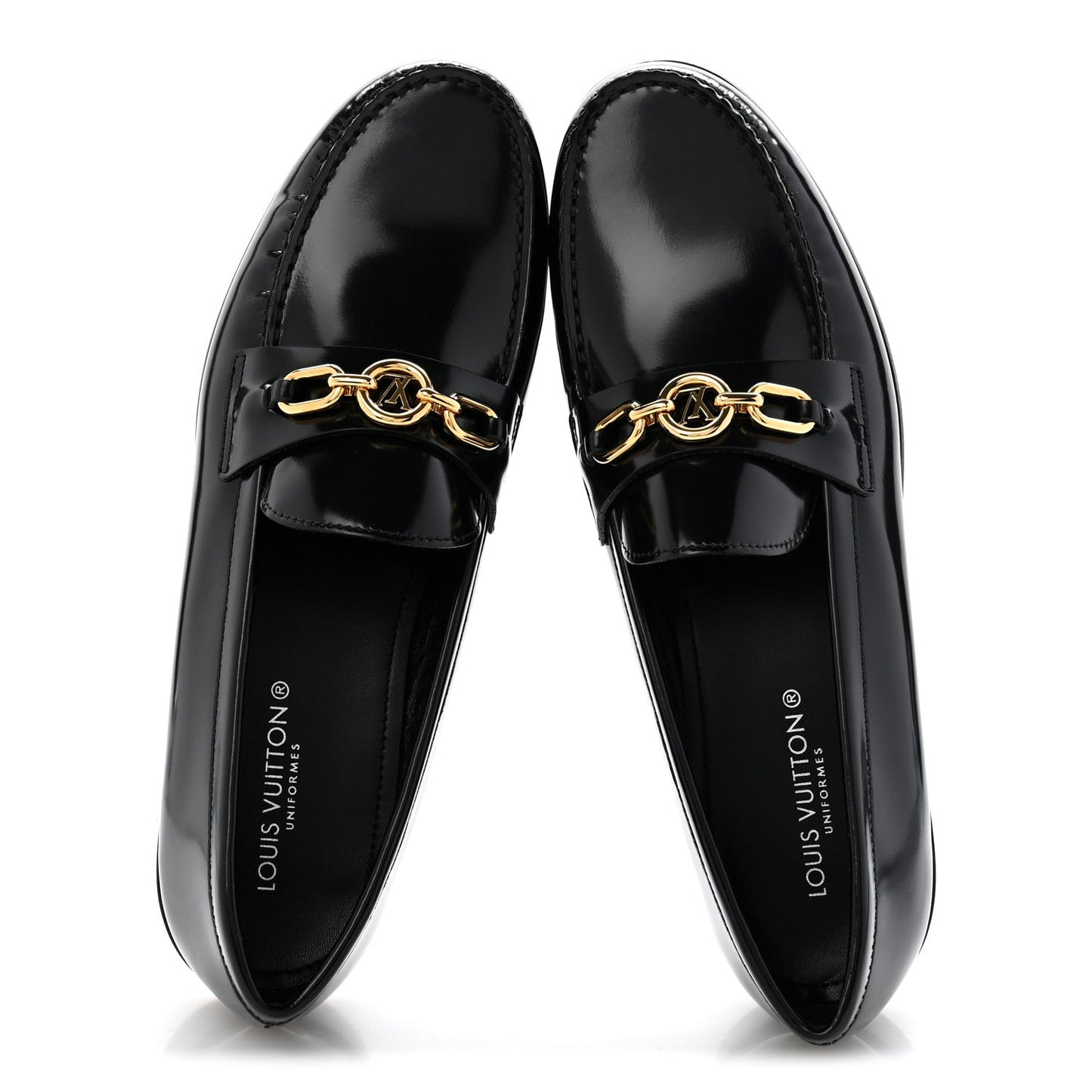 Glazed Calfskin Chess Flat Loafer 41 Black