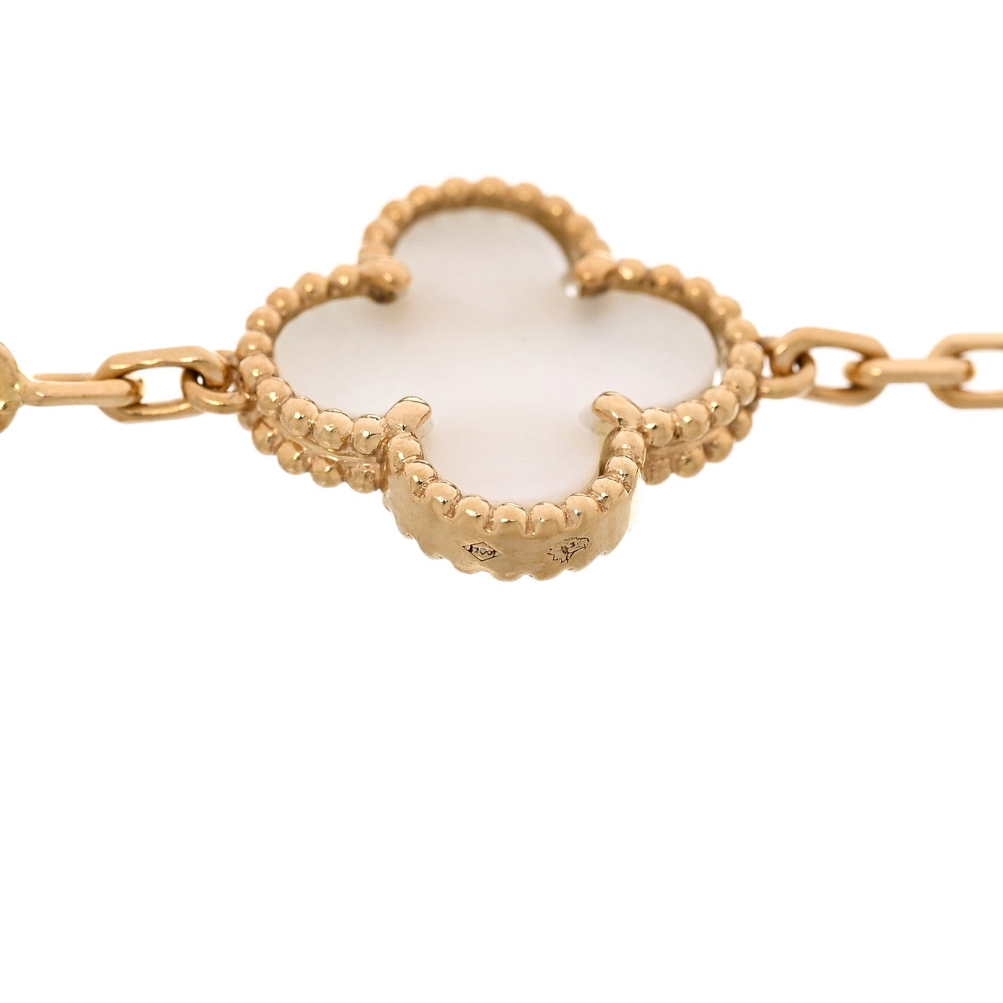 18K Yellow Gold Mother of Pearl 5 Motifs Vintage Alhambra Bracelet