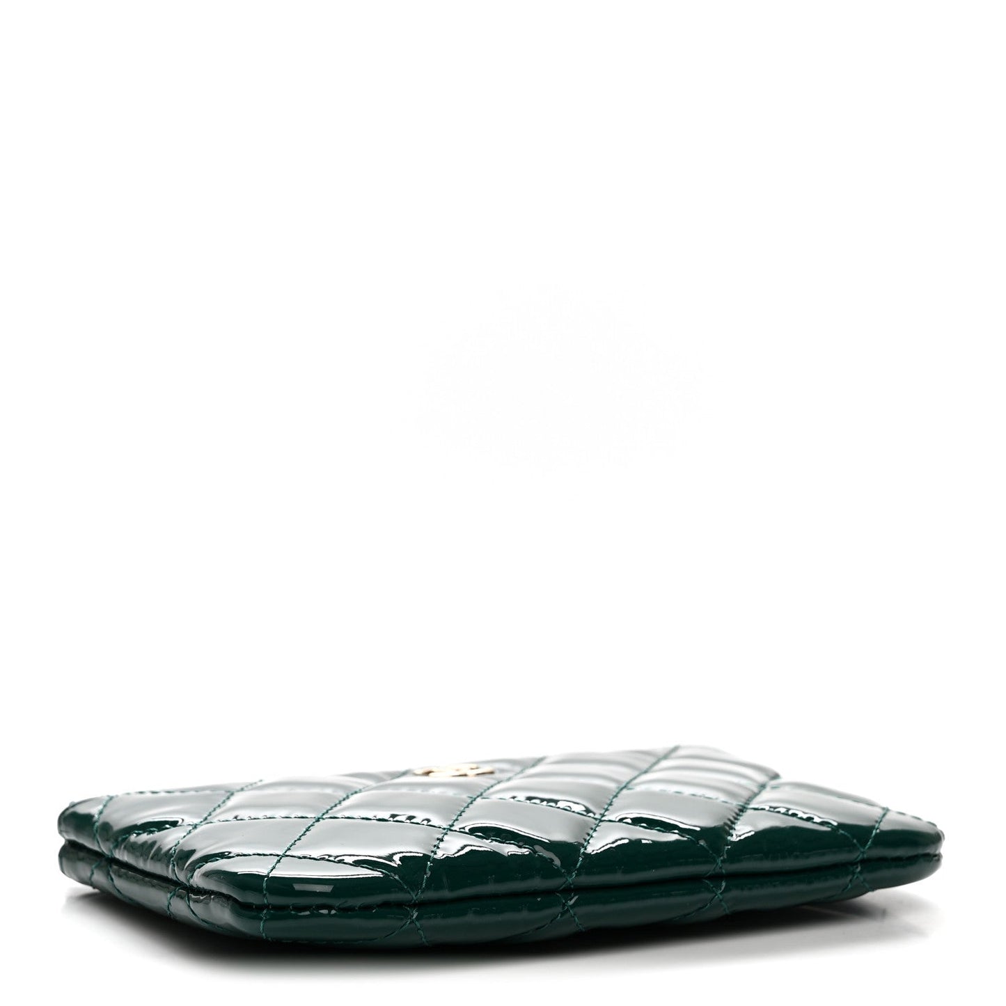 Patent Quilted Small Cosmetic Case Green