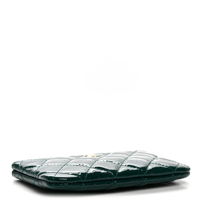 Patent Quilted Small Cosmetic Case Green