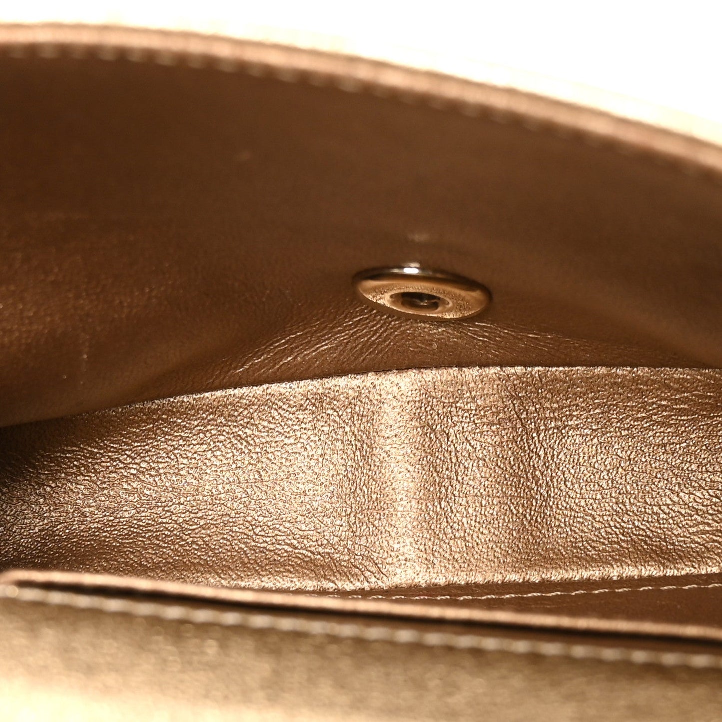 Metallic Lambskin Quilted Mini Camellia Flap Gold