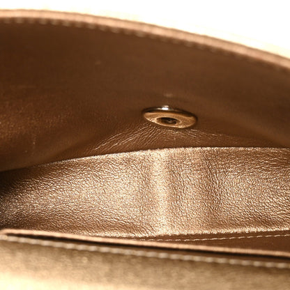 Metallic Lambskin Quilted Mini Camellia Flap Gold