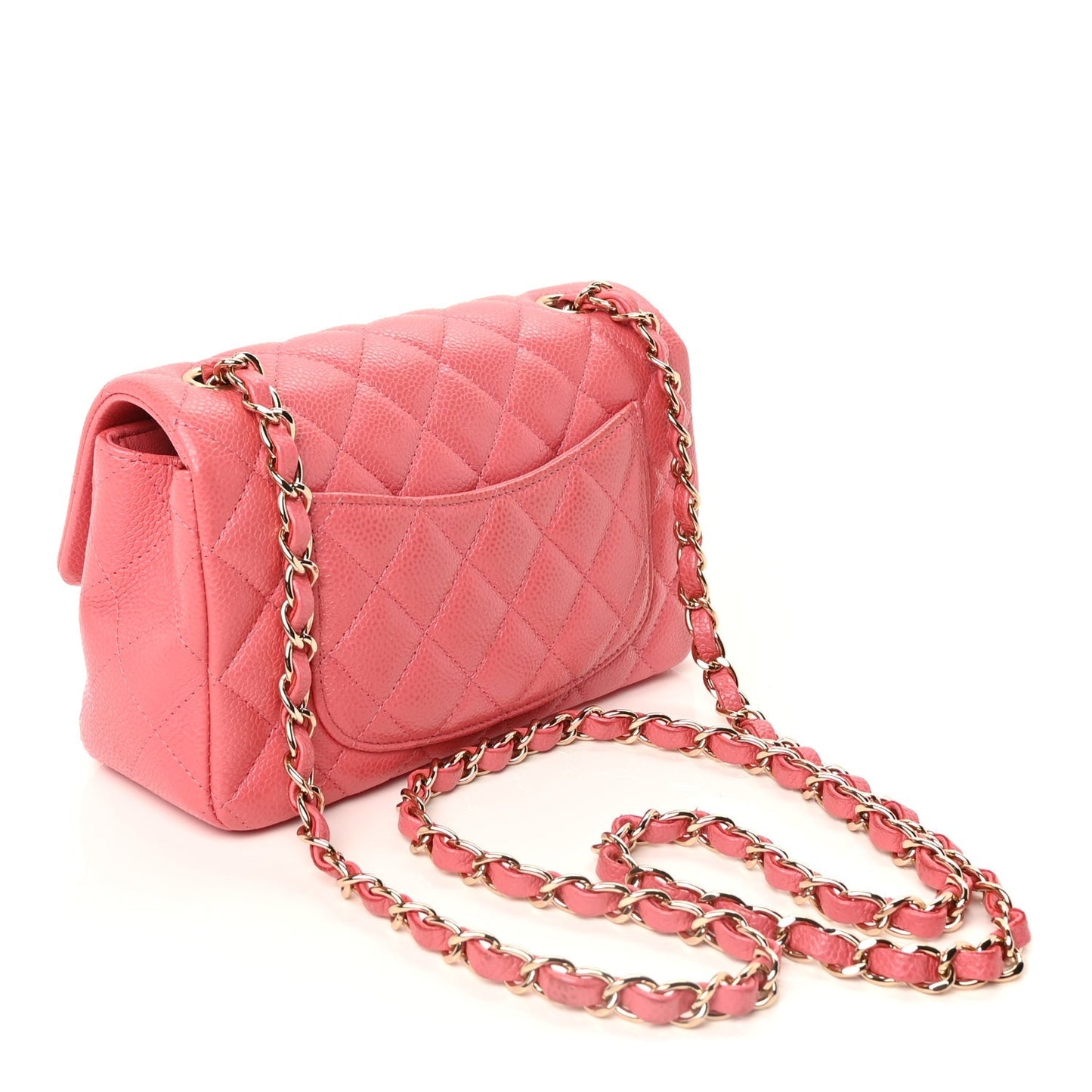 Caviar Quilted Mini Rectangular Flap Dark Pink