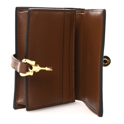 GG Supreme Monogram Textured Calfskin Web Jackie 1961 Card Case Beige Ebony Brown Sugar
