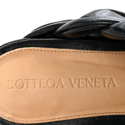 Shiny Nappa Intrecciato The Board Flat Sandals 36 Black