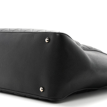 Caviar Quilted Large CC Box Shopping Tote Black